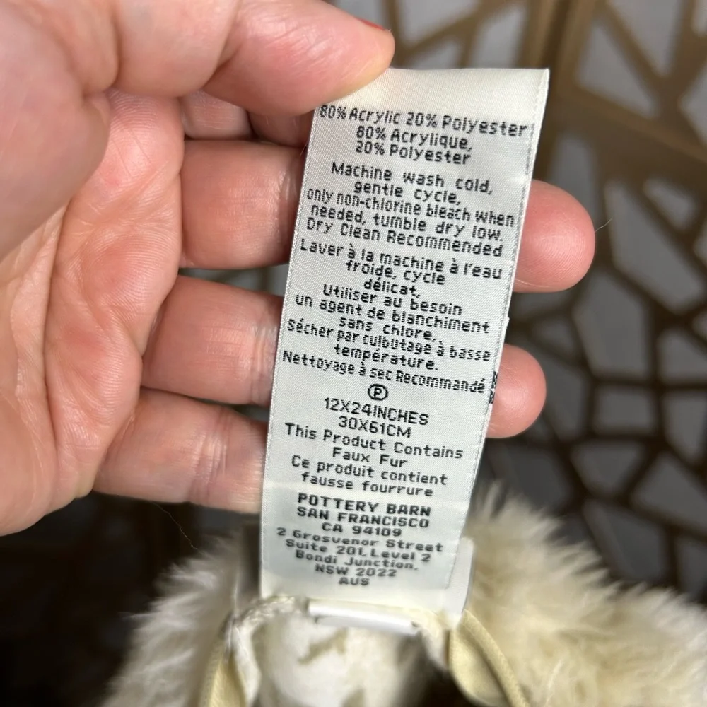 Pottery Barn Faux Fur Zipper Pillowcase
